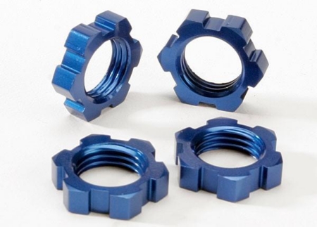 Tuercas de rueda estriadas, 17 mm (anodizadas en azul) (4), TRX5353