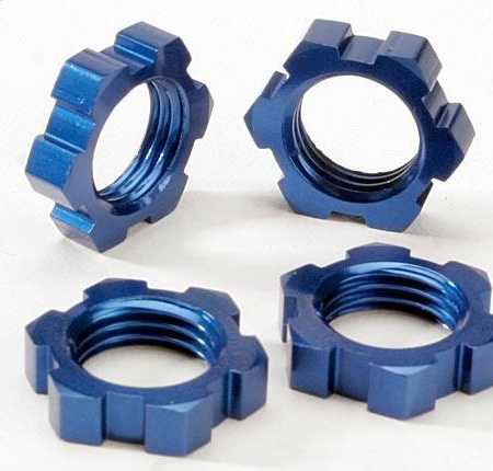 Tuercas de rueda estriadas, 17 mm (anodizadas en azul) (4), TRX5353