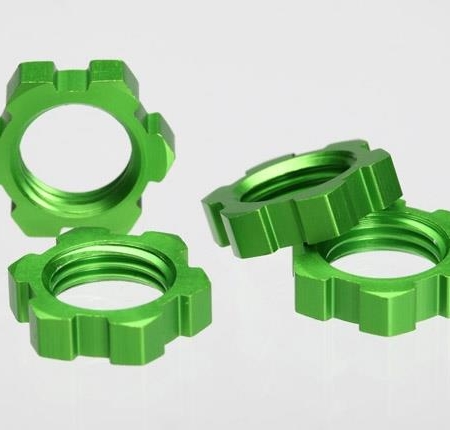Tuercas de rueda estriadas, 17 mm (anodizadas en verde) (4), TRX5353A