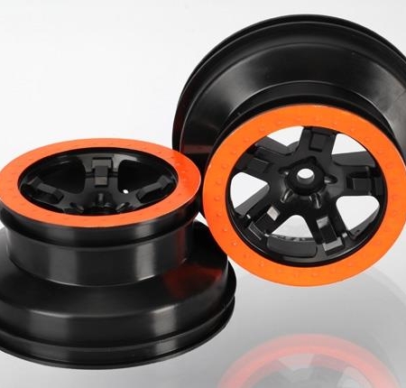 Ruedas, SCT negras, estilo beadlock naranja, perfil doble (2.2, TRX5868X