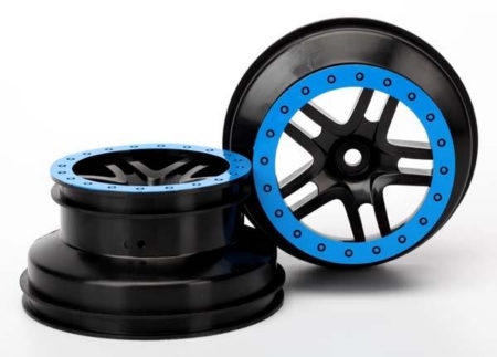 Ruedas, SCT Split-Spoke, negras, estilo beadlock azul, doble p, TRX5884A
