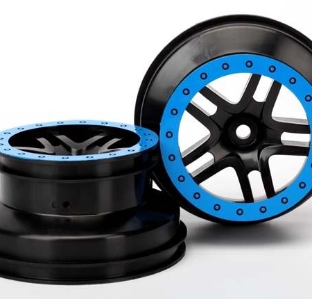 Ruedas, SCT Split-Spoke, negras, estilo beadlock azul, doble p, TRX5884A
