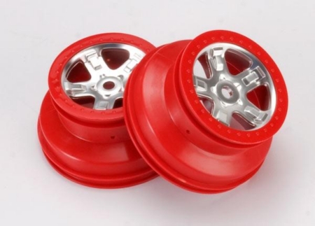 Ruedas, SCT cromo satinado con beadlock rojo, perfil doble (2., TRX5972A