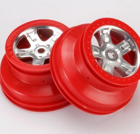 Ruedas, SCT cromo satinado con beadlock rojo, perfil doble (2., TRX5972A