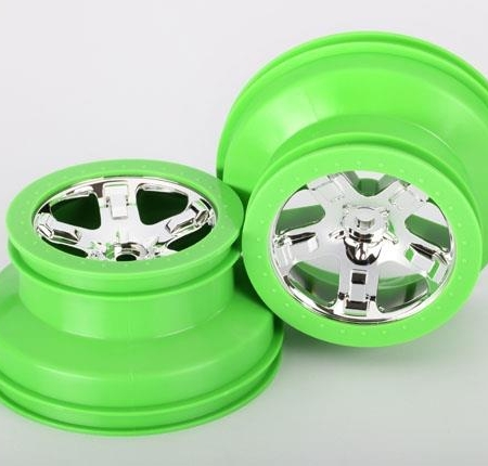 Ruedas, SCT, cromadas, estilo beadlock verde, perfil doble (2., TRX6875