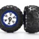 Neumáticos y ruedas, ensamblados, pegados (Geode cromado, cuentas azules, TRX7274
