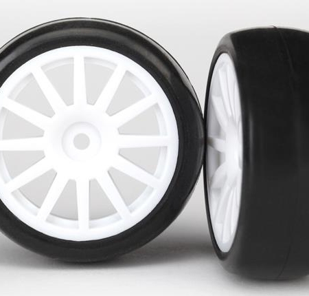 T&W, rueda blanca de radios, neumáticos lisos y W, TRX7572