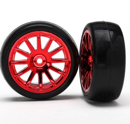 Ruedas rojas de 12 velocidades, neumáticos lisos y blancos, TRX7573X