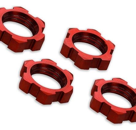 Tuercas de rueda, estriadas, 17 mm, dentadas (anodizadas en rojo) (4), TRX7758R