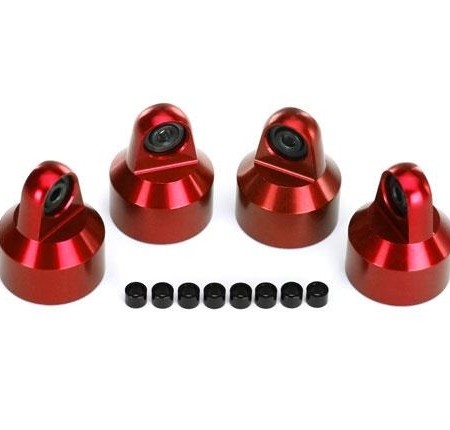Tapas de amortiguador, amortiguadores GTX/resorte de aluminio (rojo) (4) espaciadores (8), TRX7764R