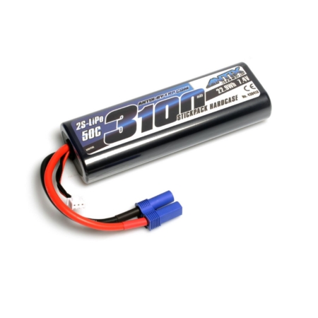 ANTIX de LRP 3100 - Estuche rígido para batería LiPo de 7,4 V y 50 C para coche - Conector EC5