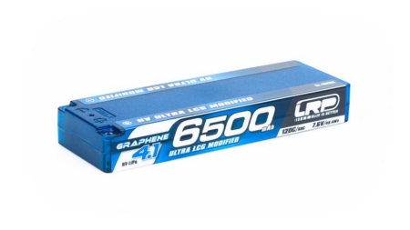 Batería LRP HV Ultra LCG con grafeno 4.1 modificado, 6500 mAh, carcasa rígida - LiPo de 7,6 V - 120 °C/60 °C