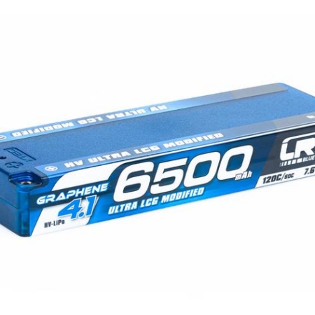 Batería LRP HV Ultra LCG con grafeno 4.1 modificado, 6500 mAh, carcasa rígida - LiPo de 7,6 V - 120 °C/60 °C