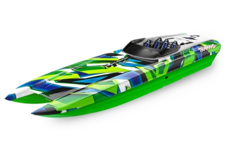 Catamarán de carreras Traxxas DCB M41 TQi TSM, VERDE/AZUL