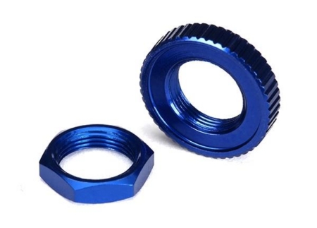Tuercas de protección del servo, aluminio, anodizado azul (hexagonal (1), dentado, TRX8345