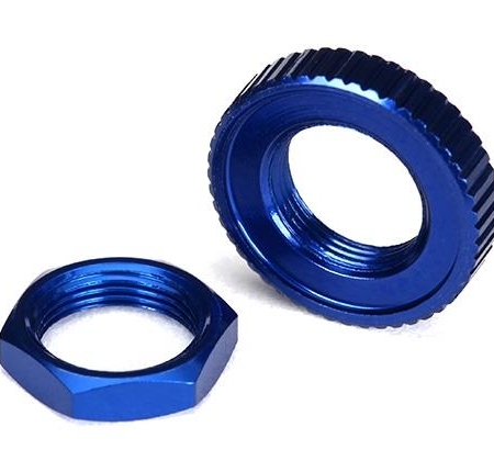 Tuercas de protección del servo, aluminio, anodizado azul (hexagonal (1), dentado, TRX8345