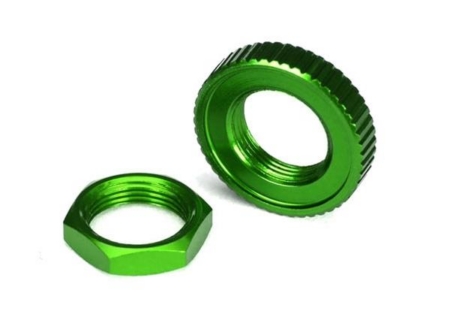 Tuercas de protección del servo, aluminio, anodizado verde (hexagonal (1) dentada, TRX8345G