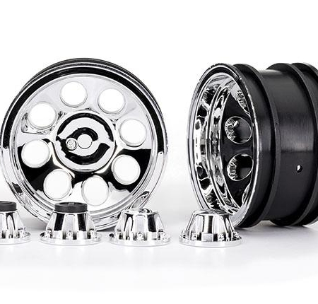 Ruedas, 2.2', cromo clásico (2)/tapas centrales (delanteras (2), traseras (2)) (requiere eje de muñón con rosca extendida n.° 8255A)