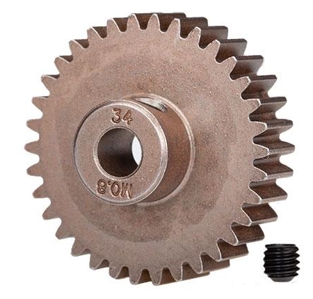 Engranaje, piñón de 34 dientes (32 p) (acero)/tornillo de fijación