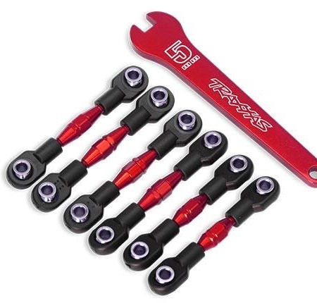 Tensores, aluminio (anodizado rojo), enlaces de inclinación, 32 mm (delantero) (2)/ línea de inclinación