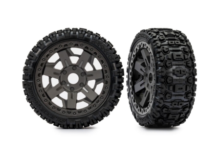 Neumáticos y ruedas, ensamblados, pegados (ruedas grises de 3,0", neumáticos Sledgehammer, insertos de espuma) (2)