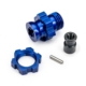Cubo de rueda, estriado, 17 mm, corto (anodizado azul) (1)/ Tuerca de rueda, estriada, 17 mm (anodizado azul) (1)/ Retenedor de cubo, M4 X 0,7 (1)/ Pasador de eje (1) (para usar con el kit de actualización n.º 9080)