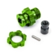 Cubo de rueda, estriado, 17 mm, corto (anodizado verde) (1)/ Tuerca de rueda, estriada, 17 mm (anodizado verde) (1)/ Retenedor de cubo, M4 X 0,7 (1)/ Pasador de eje (1) (para usar con el kit de actualización n.º 9080)