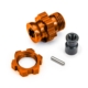 Cubo de rueda, estriado, 17 mm, corto (anodizado naranja) (1)/ tuerca de rueda, estriada, 17 mm (anodizado naranja) (1)/ retenedor de cubo, M4 X 0,7 (1)/ pasador de eje (1) (para usar con el kit de actualización n.º 9080)