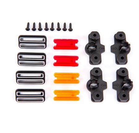 Carcasa de luz de posición (4)/soporte de luz de posición (4)/lente de luz de posición (roja (2), ámbar (2))/lente inversa (izquierda y derecha)/BCS 1.6x5 (autorroscante) (8)