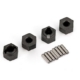 Cubos de rueda, hexagonales de 7 mm (4) / pasadores de eje (4)