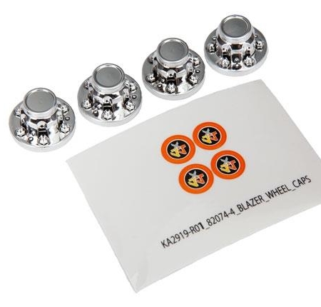 Tapacubos, rueda (cromada) (4)/hoja de calcomanías (requiere eje de muñón extendido n.° 8255A, TRX8164)