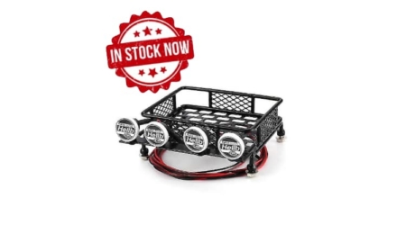 Baca para techo de metal a escala para Crawler 1/10 con luces (115x107mm)