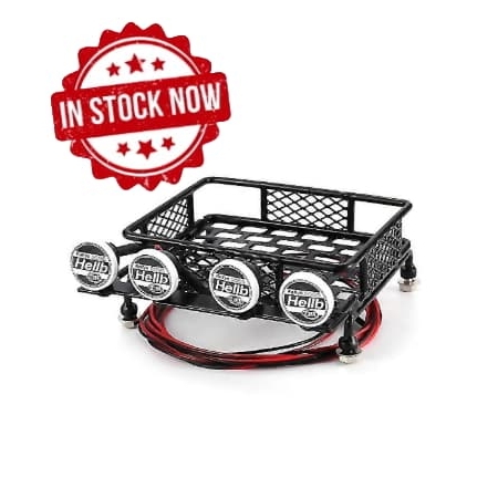 Baca para techo de metal a escala para Crawler 1/10 con luces (115x107mm)