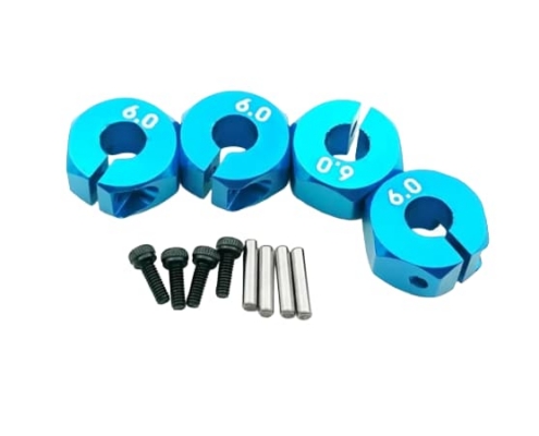 Hexágonos 6mm de aluminio Azul para 1:10 (4pcs)