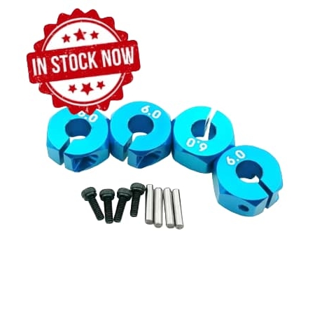 Hexágonos 6mm de aluminio Azul para 1:10 (4pcs)