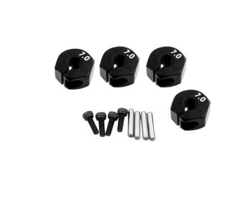 Hexágonos 7mm de aluminio Negro para 1:10 (4pcs)