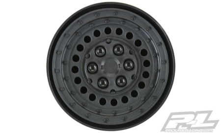 Ruedas dobles Carbine de plástico negro de 1,9" con bloqueo interno de talón (2) para Rock Crawlers, delanteras o traseras (PRO278600)
