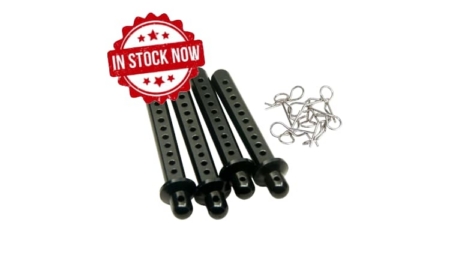 Postes de carrocería 1/10 de aluminio negro, para Axial SCX10 (4pcs) + clips (8pcs)