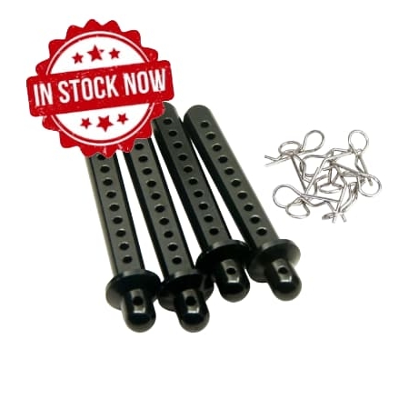 Postes de carrocería 1/10 de aluminio negro, para Axial SCX10 (4pcs) + clips (8pcs)