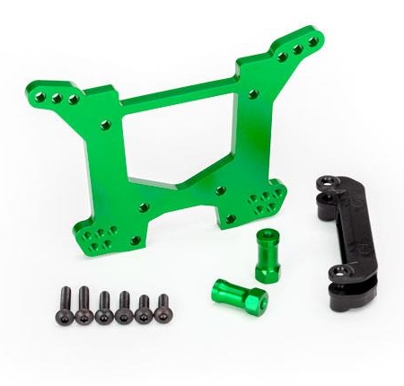 Torre de amortiguación trasera, aluminio 7075-T6 (anodizado verde) (1)/soporte de montaje en la carrocería (1)