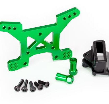 Torre de amortiguación, delantera, aluminio 7075-T6 (anodizado verde) (1)/ soporte de montaje en la carrocería (1