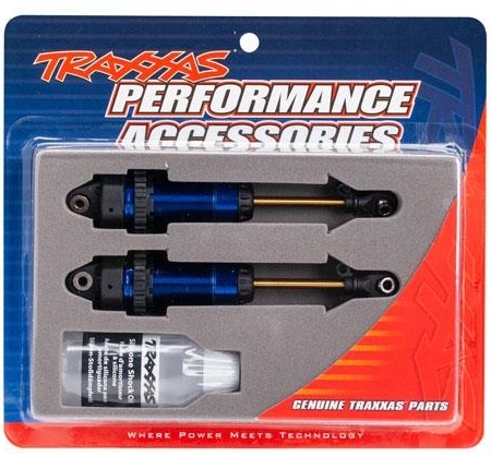 Amortiguadores GTR xx-long anodizados en azul, cuerpos recubiertos de PTFE con ejes TiN (completamente montados)