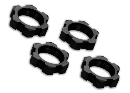 Tuercas de rueda estriadas de 17 mm, dentadas (anodizadas en negro) (4)