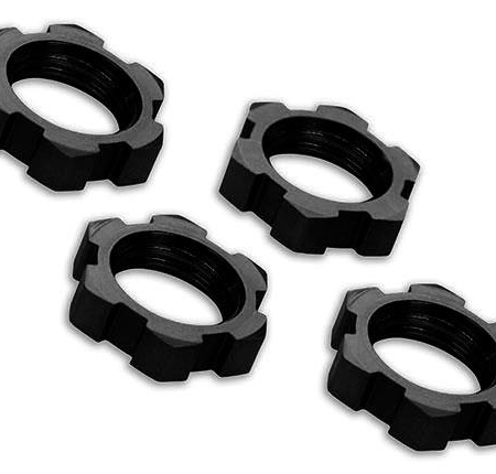 Tuercas de rueda estriadas de 17 mm, dentadas (anodizadas en negro) (4)