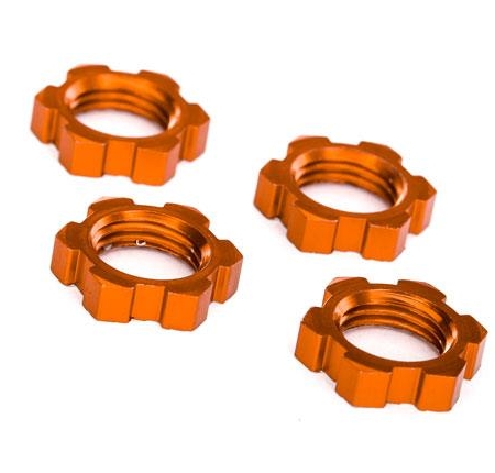 Tuercas de rueda estriadas de 17 mm, dentadas (anodizadas en naranja) (4)