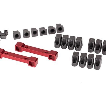 Soportes, brazos de suspensión, aluminio (anodizado rojo) (delantero y trasero, #TRX8334R