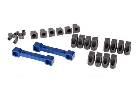 Soportes, brazos de suspensión, aluminio (anodizado azul) (delantero y derecho, #TRX8334X