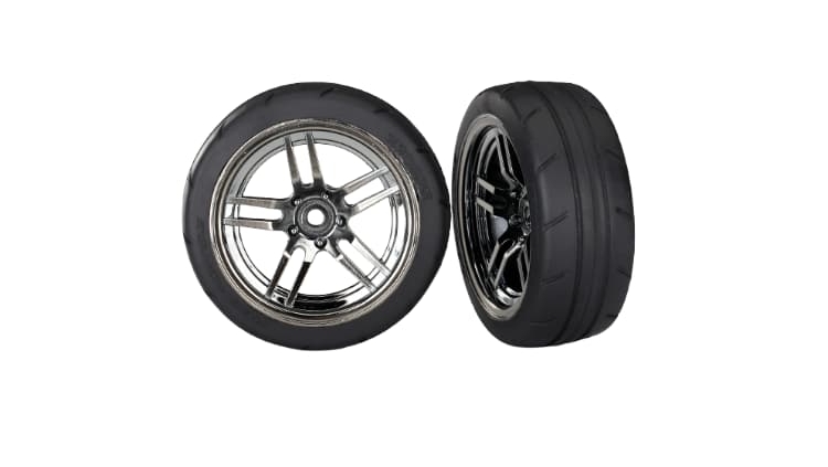 Ruedas Traxxas 4-Tec delanteras cromado negro TRX8373