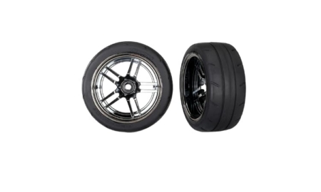 Ruedas Traxxas 4-Tec Traseras (cromado negro de radios divididos) (2pcs) TRX8374