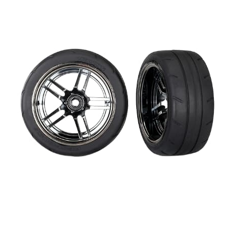 Ruedas Traxxas 4-Tec Traseras (cromado negro de radios divididos) (2pcs) TRX8374